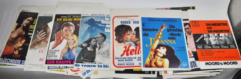 Een lot van zevenenvijftig filmaffiches voor Franstalige films uit de jaren ‘60, ‘70 en ‘80.