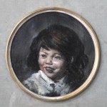 “Portret van een meisje”. Een tondo. Olieverf op paneel. Naar een voorbeeld van Frans Hals.