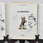 “Vrykolakas”, “Ninja!” en “De Duinenabdij”. Drie albums van de Rode Ridder, met tekening, handtekening en opdracht van de tekenaar Karel Biddelo. Ed. Standaard Uitgeverij 1985- 1990.