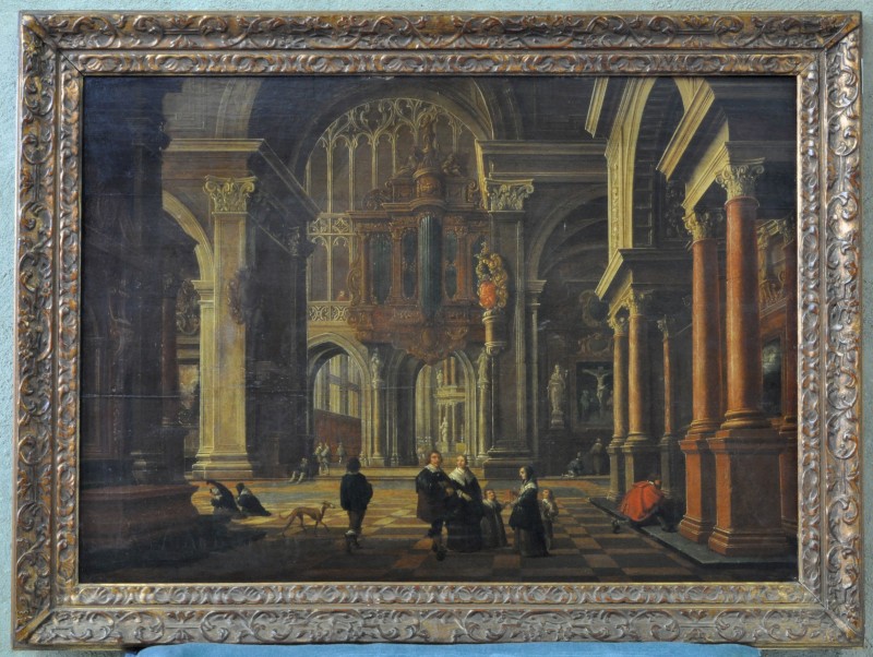 “Geanimeerd kerkinterieur”. Olieverf op paneel. Gesigneerd en gedateerd 1646.