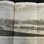 Michel Felibien. “L’histoire de la ville de Paris”. In-folio. Vijf volumes. Lederen band (enige letsels).  Ed. Desprez & Desessartz, Parijs 1725.