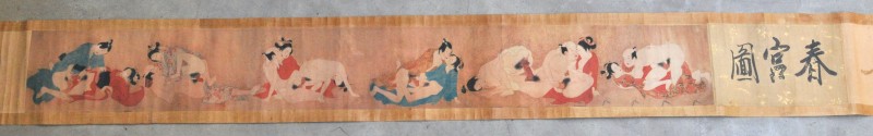 Een Chinese Shunga met erotische afbeeldingen op zijde. XIXe eeuw.