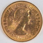 “Sovereign 1959”. Een 22 karaats geel gouden munt. Elizabeth II.