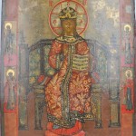 “Jezus Christus, koning der koningen en vier polje heiligen”. Russische icoon uit het einde van de XVIIIde eeuw. Gerestaureerd omstreeks 1900.