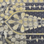 Een Perzisch wandkleed met motieven in goudbrokaat. Indo-Perzisch werk.