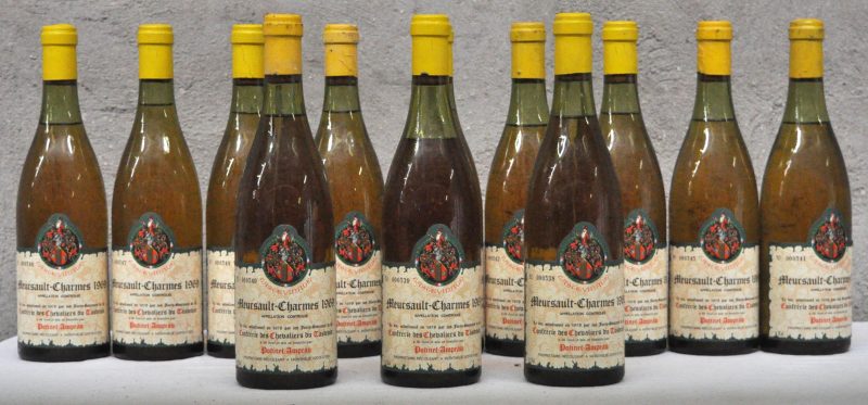 Meursault-Charmes A.C. -  Tastevinage 1e cru Potinet-Ampeau, Monthélie M.O. O.D. 1969  aantal: 12 bt 2 à 4,5 cm.