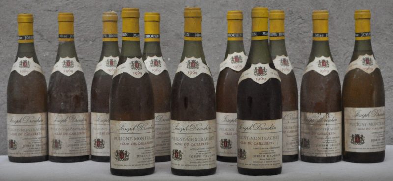 Puligny-Montrachet Clos du Cailleret A.C. 1e cru Joseph Drouhin, Beaune M.O.  1969  aantal: 12 bt 1,5 à 7 cm