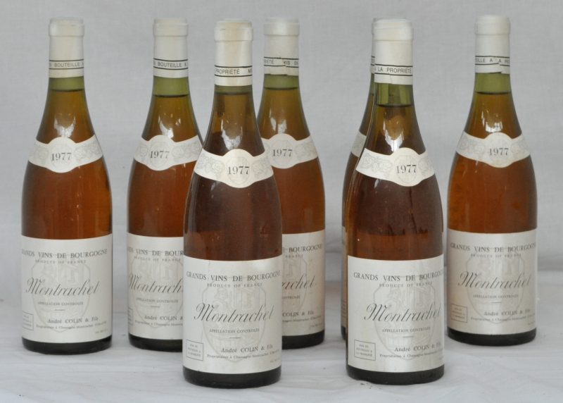 Montrachet A.C. Grand cru André Colin & Fils, Chassagne M.P.  1977  aantal: 7 bt 1 à 2 cm