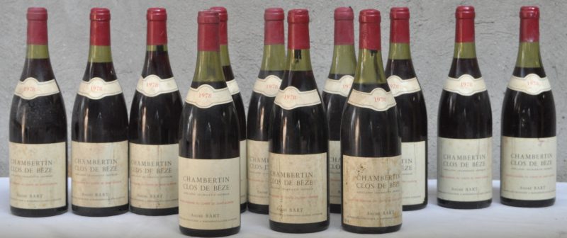 Chambertin Clos de Bèze A.C. Grand cru André Bart, Marsannay M.O.  1978  aantal: 12 bt 1 à 4,5 cm