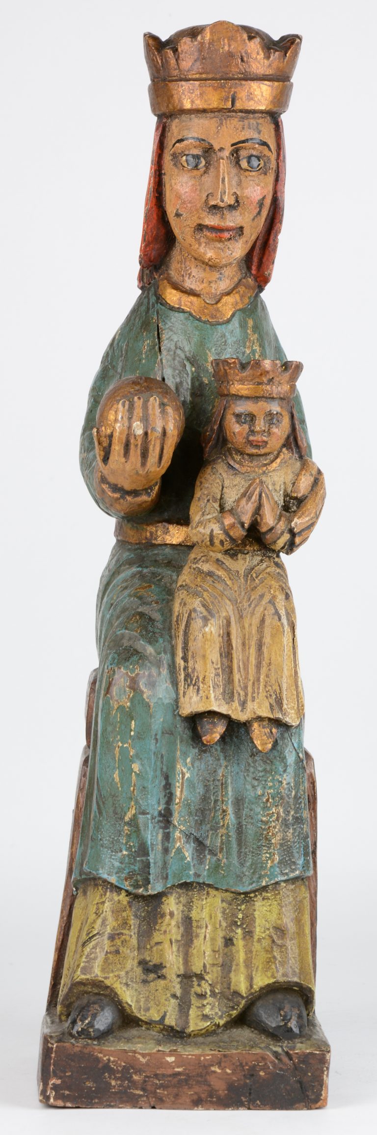 “Maria met de Rijksappel en Jezus”. Een beeld van gepolychromeerd en ...