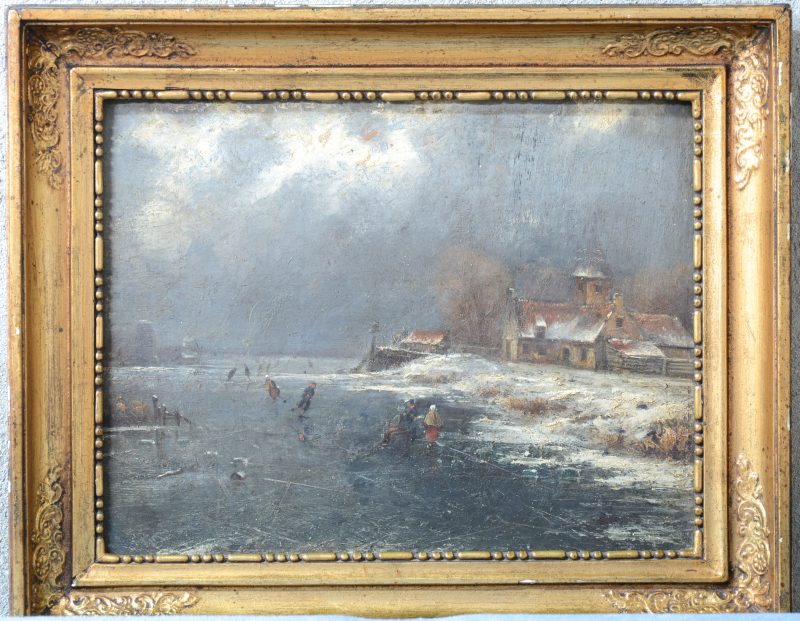 “Schilderij”. Olieverf op paneel. XIXe eeuw.