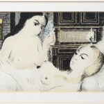 “Le sommeil”. Een litho naar een werk van Paul Delvaux, uitgegeven bij “Le bateau lavoir” 1972.