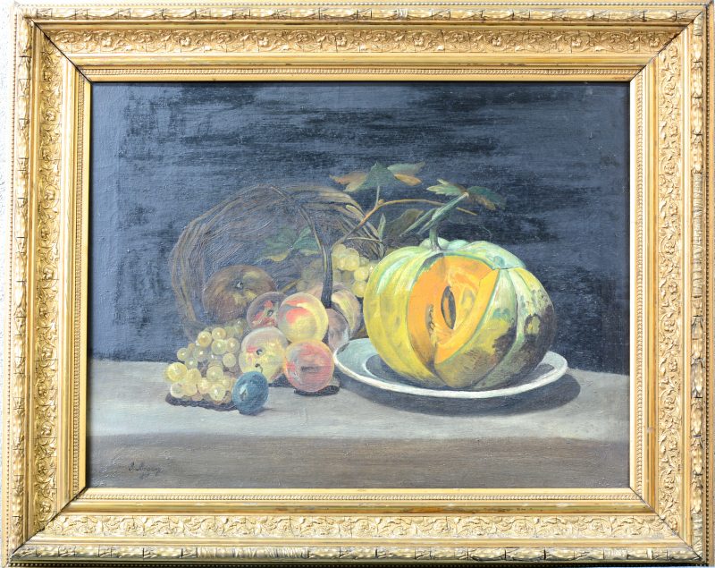 “Stilleven met fruit”. Olieverf op doek. Gesigneerd en gedateerd 1897.