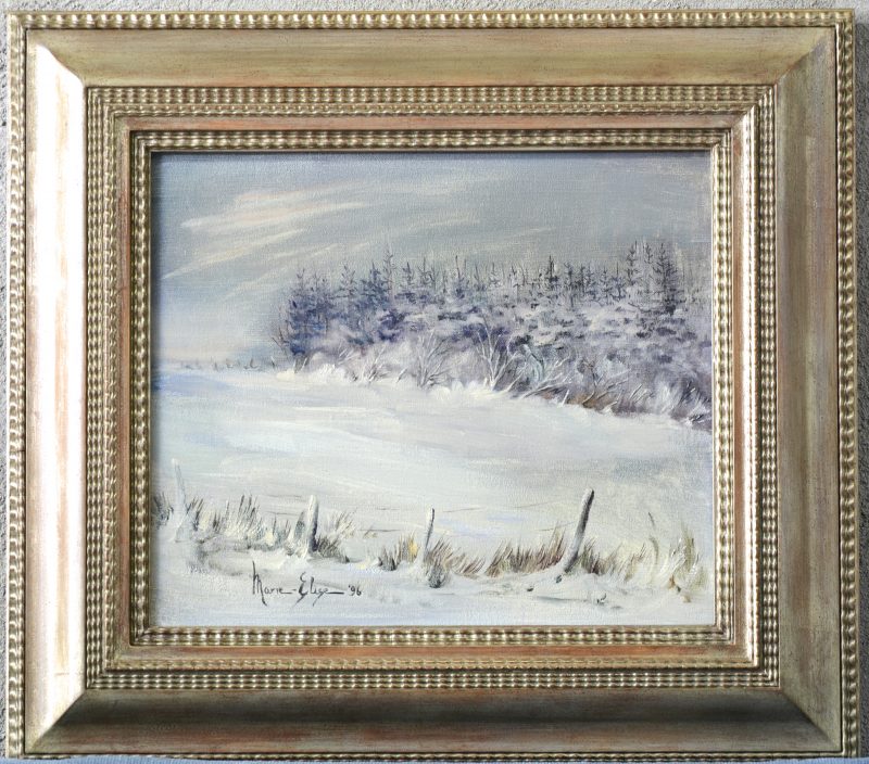 “Winters landschap”. Olieverf op doek. Gesigneerd en gedateerd ‘96. Ps. Lisette Meyers.