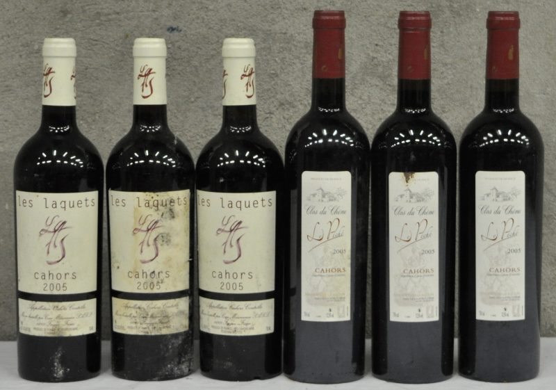 Lot rode wijn      2005  aantal: 6 bt Les Laquets A.C. Cahors  Cosse-Maisoneuve, Fargues M.O.  2005  aantal: 3 bt Clos du Chêne Le Péché A.C. Cahors   M.O.  2005  aantal: 3 bt