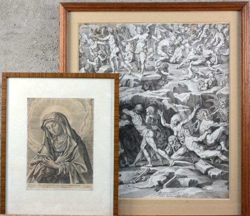 Een oude gravure naar Rubens en een tweede naar M. De Vos van H. Liefrinck.