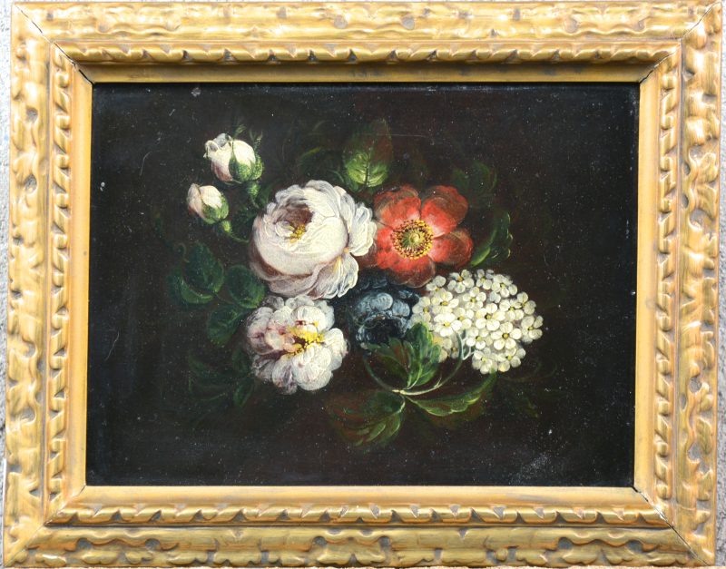 “Bloemenstilleven”. Olieverf op koper. XIXe eeuw.