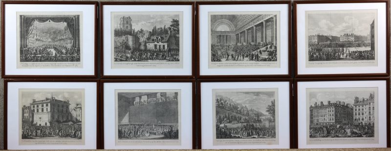 Vinkeles & Vrijdag naar Bulthuis (1796-1797). Een serie van 8 gravures met betrekking tot de Franse Revolutie. Met Nederlandstalige onderschriften.