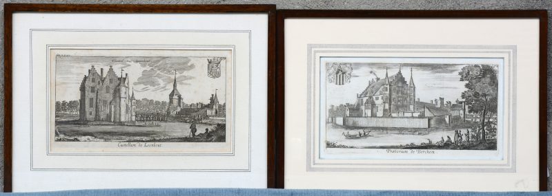 “Praetorium de Berchem” & “Castellum de Loenhout”. Een paar oude gravures. XIXe eeuw.