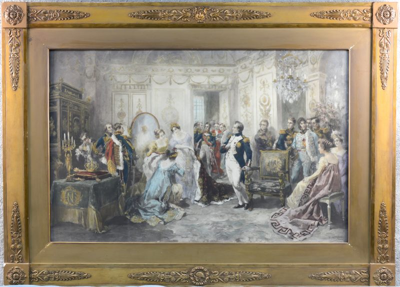 “De voorstelling aan Keizer Napoleon I. Een Lithografie naar een werk van Vincente de Paredes.