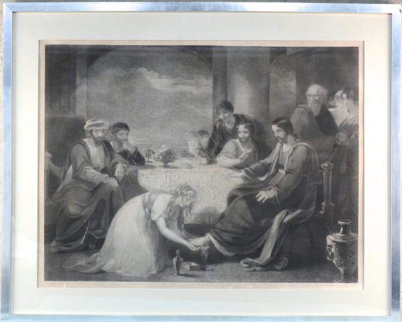 “De voetzalving van Jezus”. Een XIXe eeuwse gravure. London.