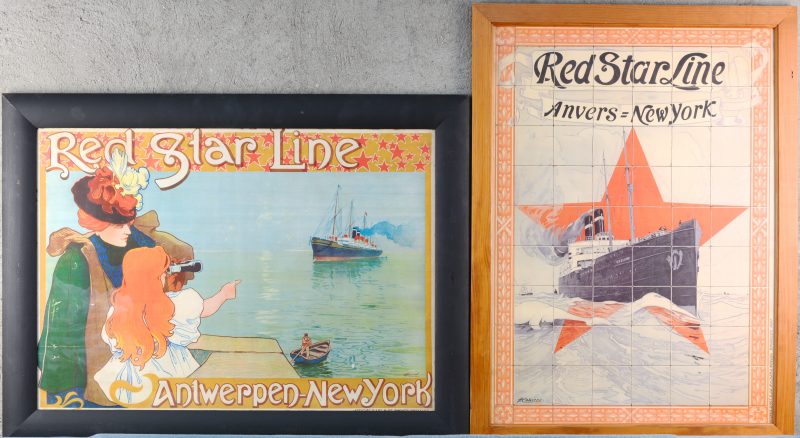 Twee decoratieve reproducties naar affiches van de Red Star Line.