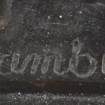 “Cunnilingus”. Een groep van bruingepatineerd brons op een zwart marmeren sokkel. Naar een werk van j. M. Drambeaux.