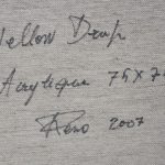 “Red drop”; “Yellow drop”; “Green drop” & “Blue drop”. Acryl op papier. Allen gesigneerd op de verso en gedateerd 2007.