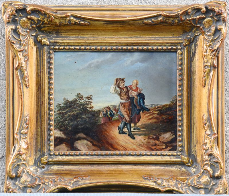 “Wandelende koppels”. Olieverf op paneel. XIXe eeuw.