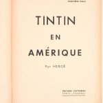 Tintin. “En Amérique”. Casterman 1941. Achterflap A14. Blanco schutbladen. 20° millième.