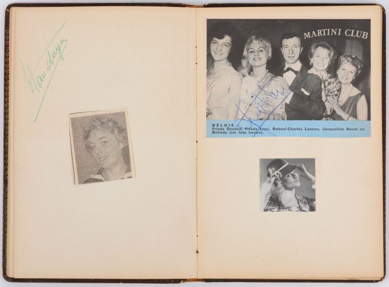 Een handtekningenboekje met handtekeningen van o.a. The strangers, The Cousins, Stan Ockers, Rik Van Steenbergen, Jo Leemans, enz.