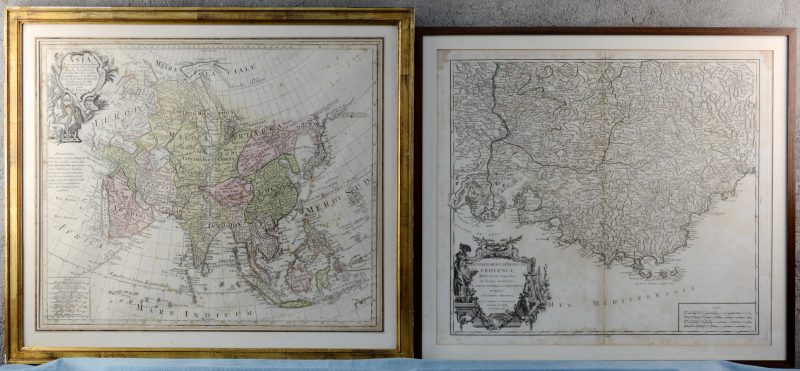 “Asia” & “Provence”. Twee XIXe eeuwse kaarten, waarbij de eerste een herdruk van een XVIIe eeuws voorbeeld.