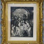 Drie gravures:  “Ecce Virgo concipiet et pariet Filium”. Lucas Vorsterman naar Rubens. “De Aanbidding der Herders” en “De Aanbidding der Wijzen” 1620 (58 x 44 cm). In XIXde eeuwse lijsten (kleine letsels).