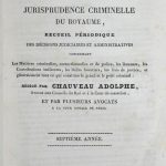 Adolphe CHAUVEAU, Journal du droit criminel, Paris, 1835-1858, deel 7 tot en met 30. Bruin lederen rug. In-octo.