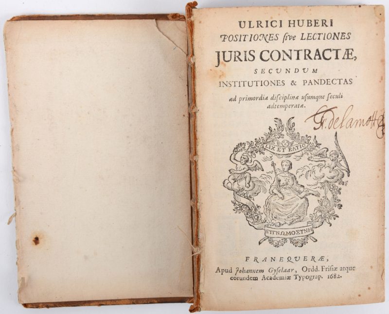Ulrici HUBERI, Institutions & Pandectas, Francquerae, 1682.