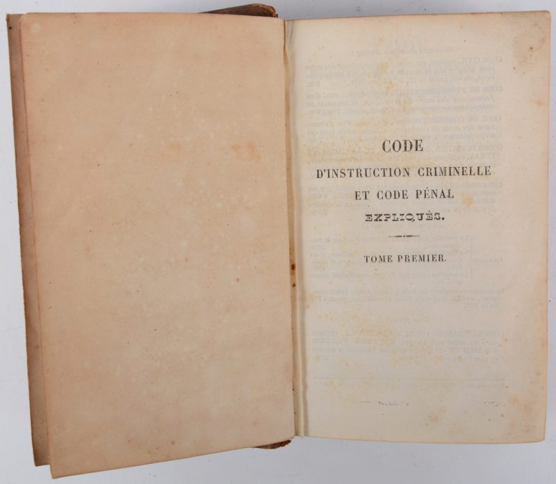 J.A. ROGRON, Code d’instructions criminelle, 3ième éd. , Paris, 1839. In-octavo, bruine lederen band.