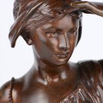 “Terugkeer van de visvangst”. Bronzen beeld met bruin patina. Gesigneerd.