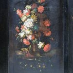 “Bloemenstilleven”. Een drieluik, olieverf op doek. Omstreeks 1900.
