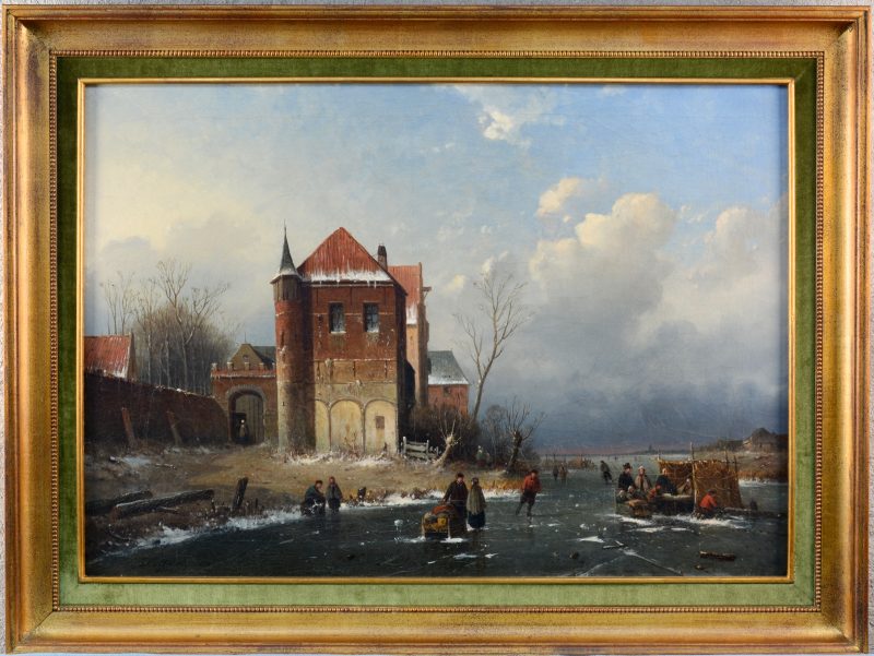 “Winterlandschap”. Olieverf op doek. Gesigneerd en gedateerd 1868 Paris.