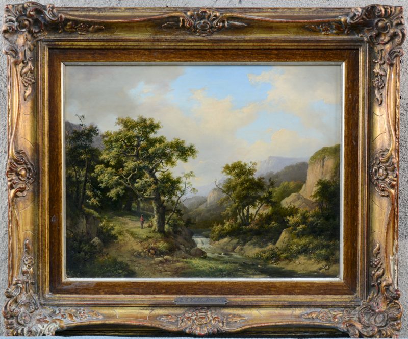 “Uitgestrekt landschap”. Olieverf op doek. Gesigneerd en gedateerd 1861.