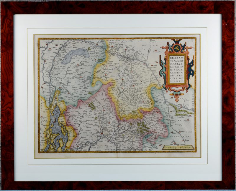 “Brabantiae Germaniae...”. Oude ingekleurde kaart.