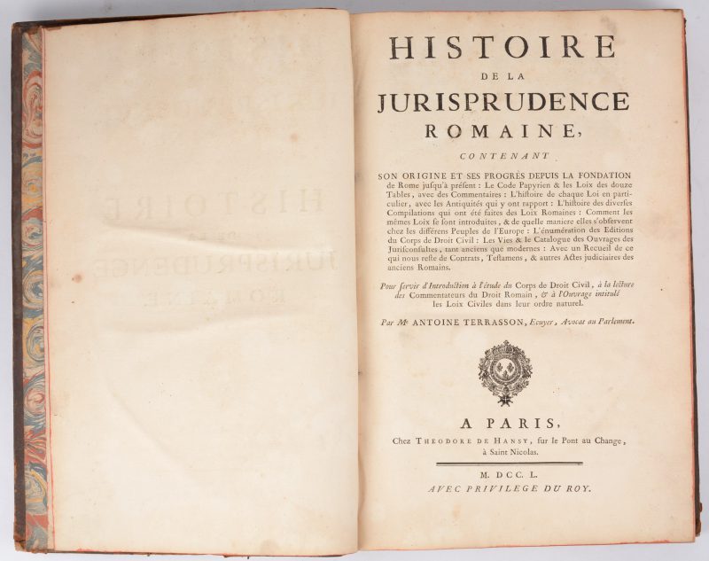 Jurisprudentiae Romanum. In leder gebonden. Parijs 1750.