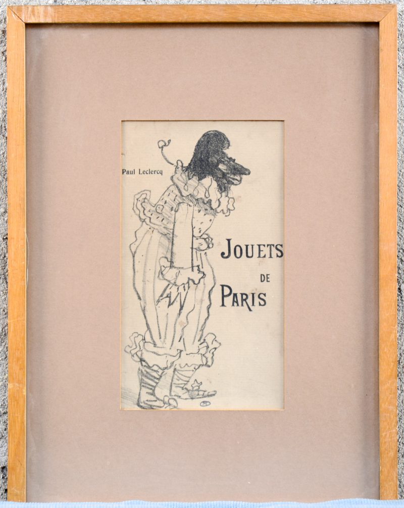 “Jouets de Paris, Paul Leclercq”. Houtskooltekening. Gemonogrammeerd TL en toegeschreven aan Henri de Toulouse Lautrec.