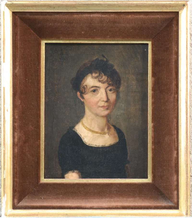 Een damesportret uit het begin van de XIXde eeuw. Olieverf op doek.