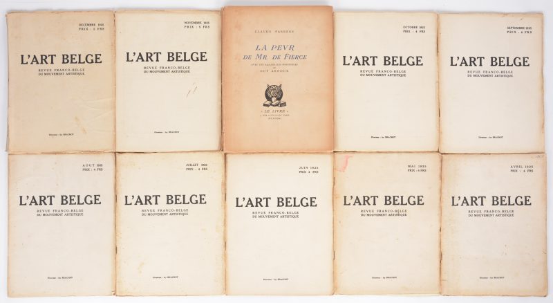 “L’art Belge”. Negen Franstalige tijdschriften van april tot december 1925. We voegen er een uitgave van “La peur de Mr. de Fierce” aan toe uit 1922.