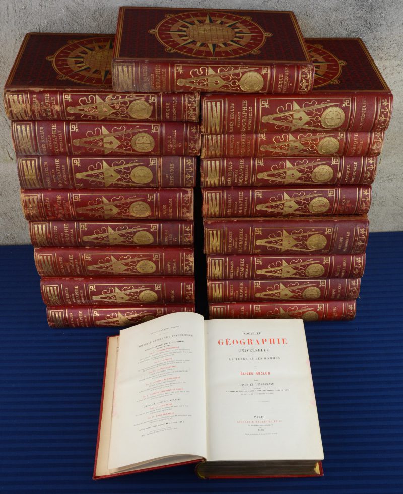 “Nouvelle géographique universelle”. Elisée Reclus. Ed. Hachette et Cie. Paris, 1876 - 1894. Deel XIV & XX ontbreken.