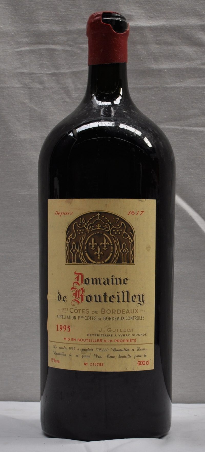 Ch. de Bouteilley A.C. 1e Côtes de Bordeaux   M.P.  1995  aantal: 1 Imp.