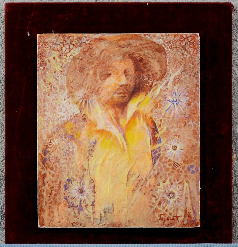 “Portret van een man met bloemen”. Olieverf op paneel. Gesigneerd ‘Tal-Coat’