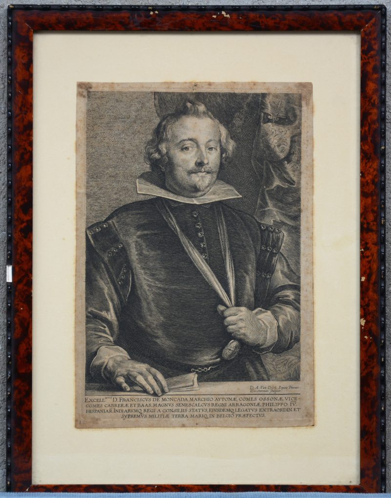“Portret van Franciscus van Moncada, plaatsvervangend Spaans opperbevelhebber in België.” Een gravure van Lucas Vorsterman naar een werk van Antoon Van Dyck.