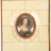 “Portret van een adelijke vrouw” & “Portret van Anna Hillmayer naar Stieler”. Twee miniaturen Beide gesigneerd. Het tweede in ivoren kadertje.
